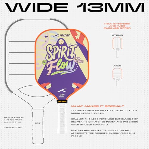 Image of Hundred Spirit X Flow - Pickleball Paddle | 13mm Core | Wide Body Power Paddle | Enhanced Sweet Spot | Ideal for Beginners & Intermediate Players | Free Paddle Bag