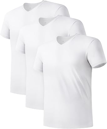 DAVID ARCHY Mens Undershirts Micro Modal Ultra Soft T-Shirts Stretch Moisture-Wicking Crewneck/V-Neck Tees for Men, 3-Pack