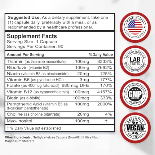 image for Divine Bounty Super B Complex Vitamins - All B Vitamins Including B12,