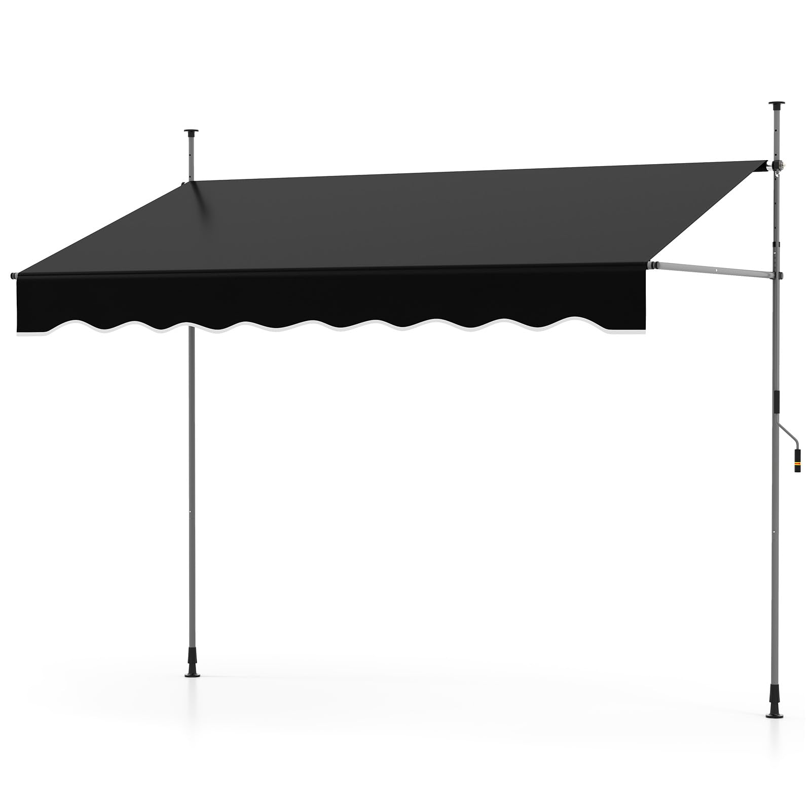 RELAX4LIFE Store Banne Manuel Rétractable avec Manivelle | Auvent Rétractable Résistant aux UV, Imperméable | Hauteur&Angle Réglable | Store Banne sans Percage pour Balcon, Terrasse (2,5x1,8 M,Noir)