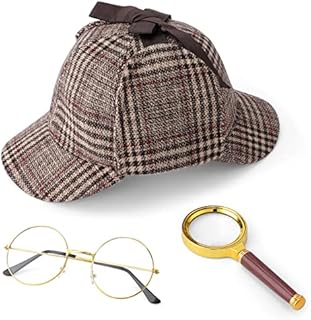 Hifot Zestaw akcesoriów do kostiumu detektywa, kostium Sherlocka Holmesa w stylu lat 20. XX wieku, dla dzieci, dla chłopców, dla mężczyzn, akcesoria kostiumowe, rozmiar uniwersalny, 3 szt.