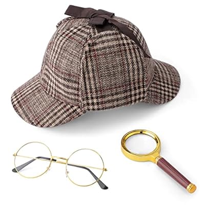 Hifot 3 Conjuntos De Accesorios De Ropa De Detective, Gorra De Detective, Lupa De Gafas Retro De Borde Dorado, Gafas Sin Lente, Papel De Detective, Accesorios De Juego De rol De Detective | Ya disponible en tu tienda friki favorita! En mundofriki.es!
