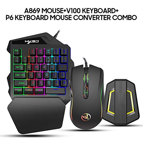 Image of A869 Wired RGB Ergonomic Gaming Mouse V100 35 Keys Single-Hand Gaming Keyboard P6 Portable Keyboard Mouse Converter Combo