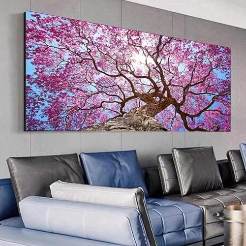 Art moderne déco maison arbre rose pour raviver un mur vide