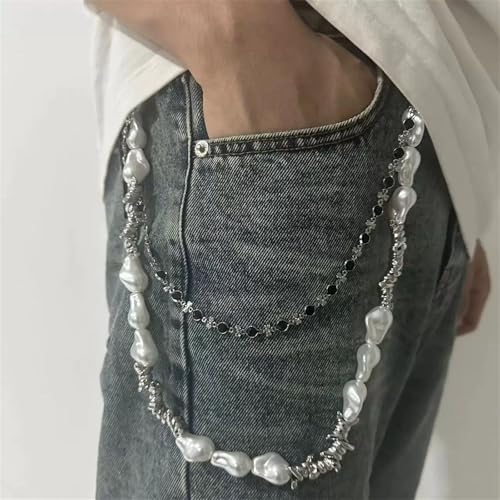 Men Fashion Metal Pearls Waist Chain Stylish Waist Belt for Trendy Styles and Unique Look at Parties and Festivals, 65cm, alloy, No Gemstone3