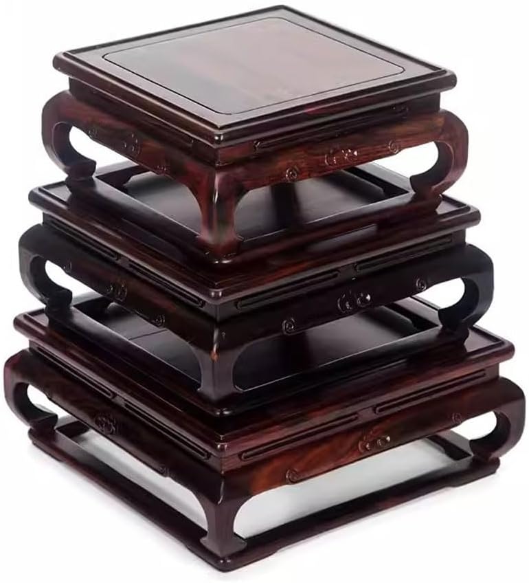 Bonsai Pedestal Vase Pedestal Stands Solid Wood Base, Square Teapot, Buddha Statue Base, Vase, Handicraft Ornament Bracket, Used in Living Room, Office, Hotel, Etc. Planter Stand Plant Holder(Medium)