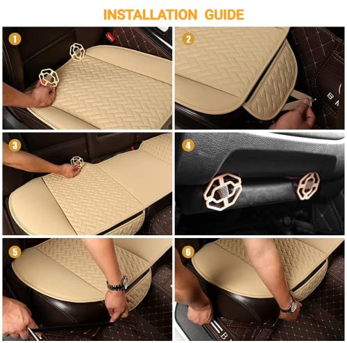 West Llama Full Set Car Seat Covers for Front and Rear Bottom Seats Only, Luxury PU Leather Car Seat Pads Protectors Waterproof and Wear-Resistant,Black