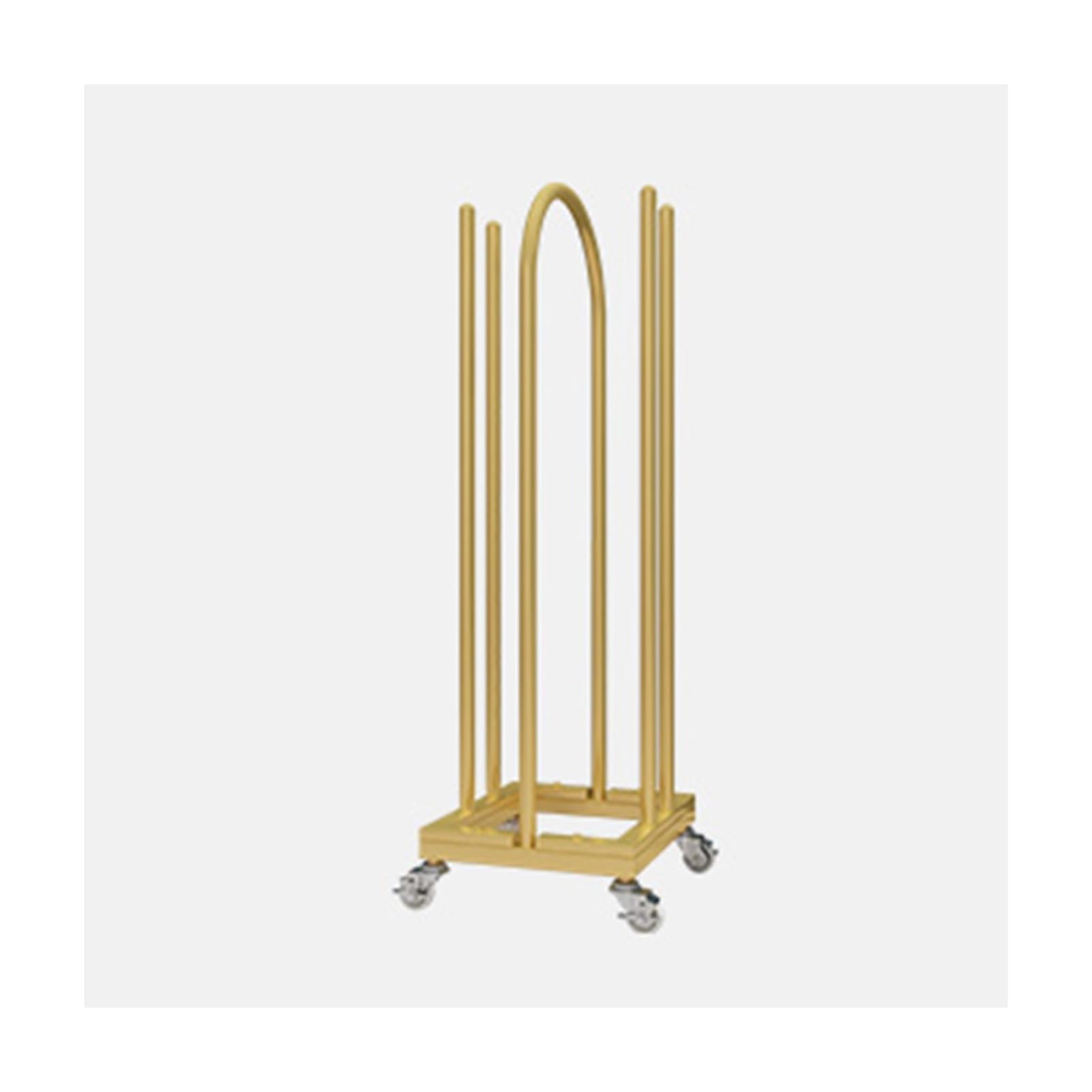 Porte-vêtements doré rotatif 35x30x100 cm avec roulettes pour la buanderie