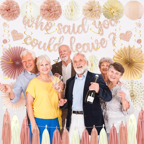 Image of Roetyce Farewell Party Decorations Women, Pink Glitter Who Said You Could Leave Banner, Blush Pink Going Away Leaving Goodbye Party Supplies for Coworker Friends, Retirement Photo Backdrop Background