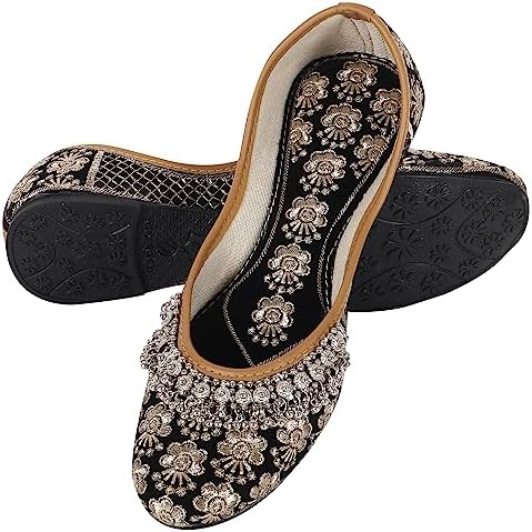DFR Women Rajasthani Embroidered with Payal Punjabi Mojari Juti Shoe