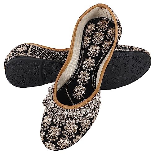 DFR Women Rajasthani Embroidered with Payal Punjabi Mojari Juti S...