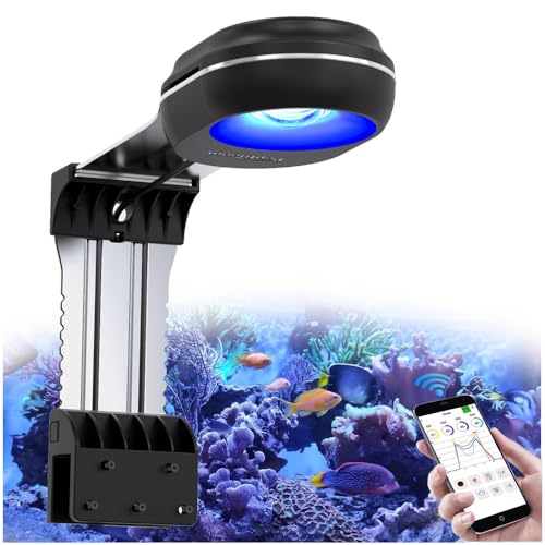 PopBloom RL60 WiFi LED Acquario Marino 60W, Lampada Acquario Marino a Spettro Completo per Corallo, Plafoniera LED Acquario Marino con Staffa, L'APP supporta l'italiano (RL60 WiFi (nero))