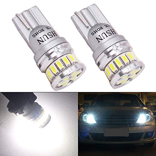HSUN T10 501 194 LED,12V-24V de voltaje W5W 175 168 12961 extremadamente brillantes, sin errores, indicador lateral de coche,luz de lectura de domo interior,2 unidades,6000K blanco
