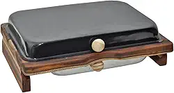 Tábua Inteligente Para Churrasco Corte de Carne Com Bandeja E Tampa Reservatório de Gordura 39x29cm (PRETO)