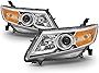 ACANII - For [Halogen Model Only] 2011-2017 Honda Odyssey Headlights Headlamps Chrome Housing Driver & Passenger