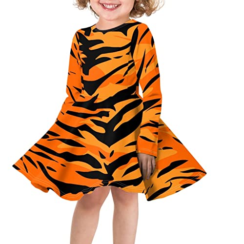 Howilath Cartoon Pattern Little Girls Winter Dresses, Anti-Shrink Long Sleeve Knee Length Skater Dress3