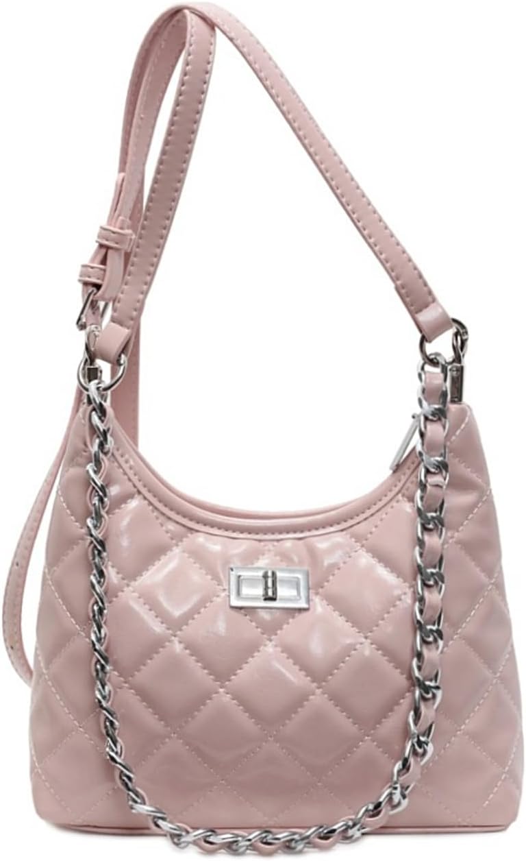 Quilted Crossbody Bags for Women Small Vintage Square Box Purse Boho Shoulder Handbags with Chain and Zipper