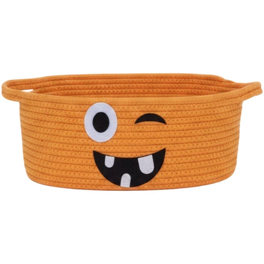 Sslvya Halloween Storage Basket, Handwoven Pumpkin Small Storage Bin Lightweight Snack Candy Toy Organizer, Spooky Decor Empty Gift Basket