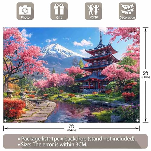 Fondo fotográfico tela 7x5ft Flores cerezo japonesa miniatura 3