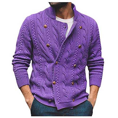 Men's Jacket, Jackets For Men Mens Jackets Golf Vest Xxl Autumn And Winter Fashion Loose Cardigan Warm Lapel Hooded Jacket Sweater Shirt Leather Medium New Satin Bomber Coats (L, Purple) #TOP9