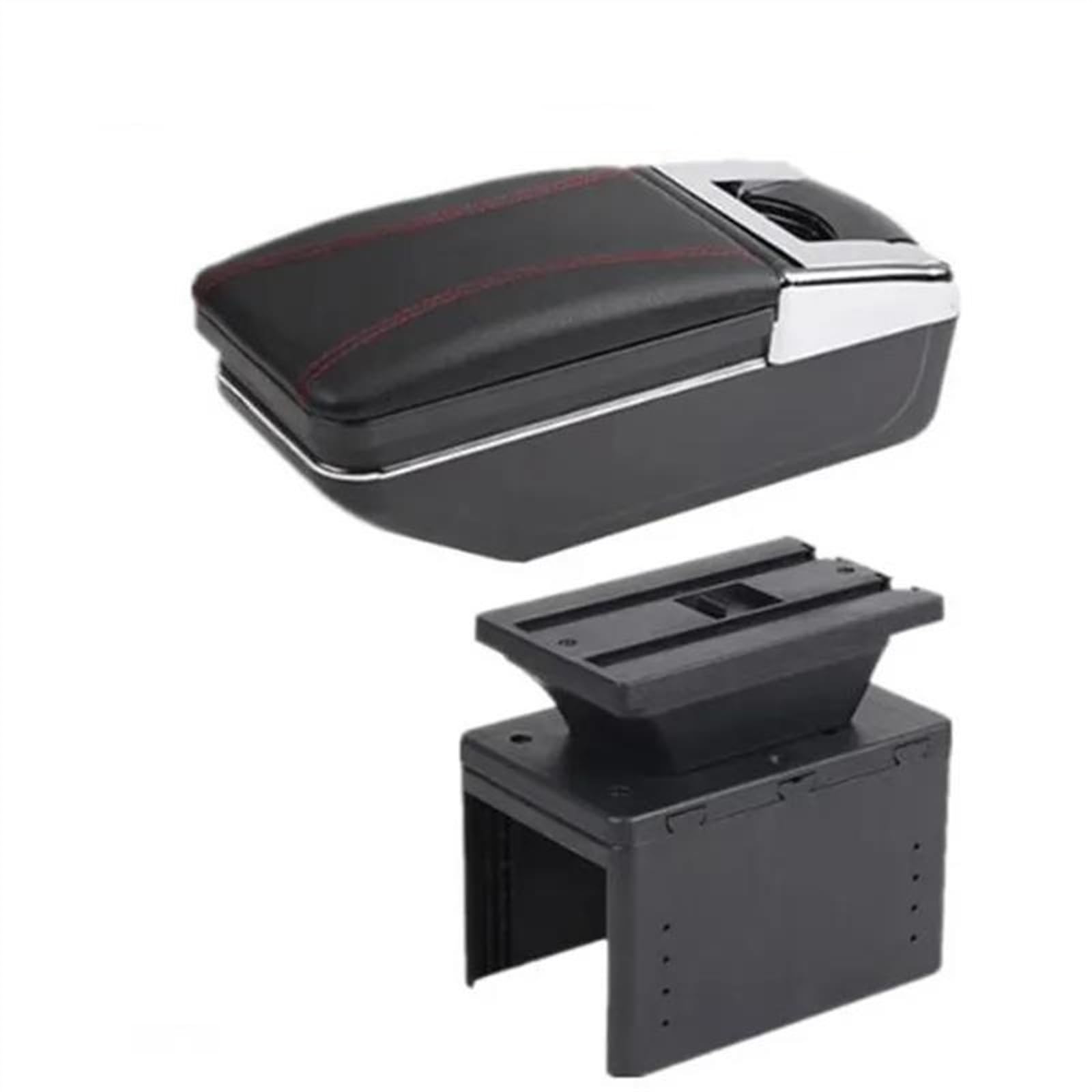 NOHEEU Car Interior Accessories Center Console Storage Box Multifunctional Armrest For I20 2021 2022(A red line NO USB)