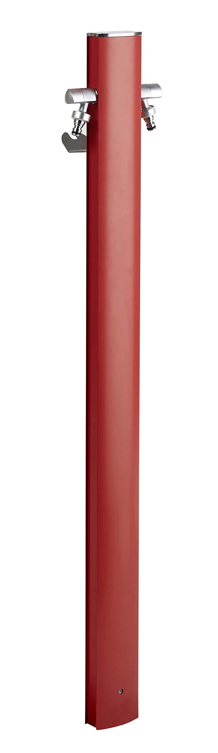 S&M 551703 – Columna de agua Aquapoint Totem color rojo 120 cm de altura | Aluminio lacado con pintura antiarañazos | Incluye colgador para manguera y 2 grifos diseño premium | Para jardines y patios