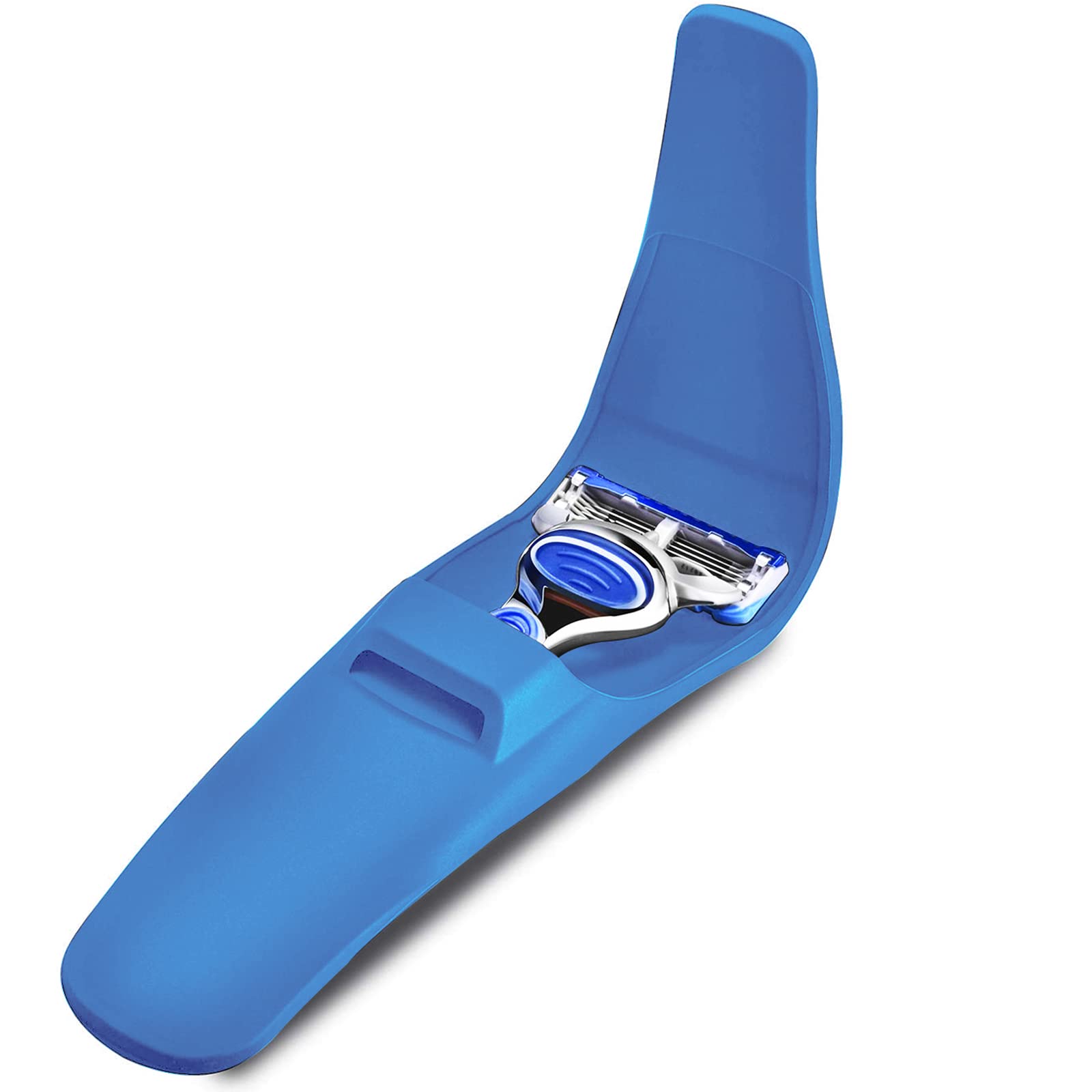 Portable Silicone Razor Holder Case, Compatible with Gillette, Parker, Merkur & More, Waterproof Travel Razor Case for Men & Women, Blue