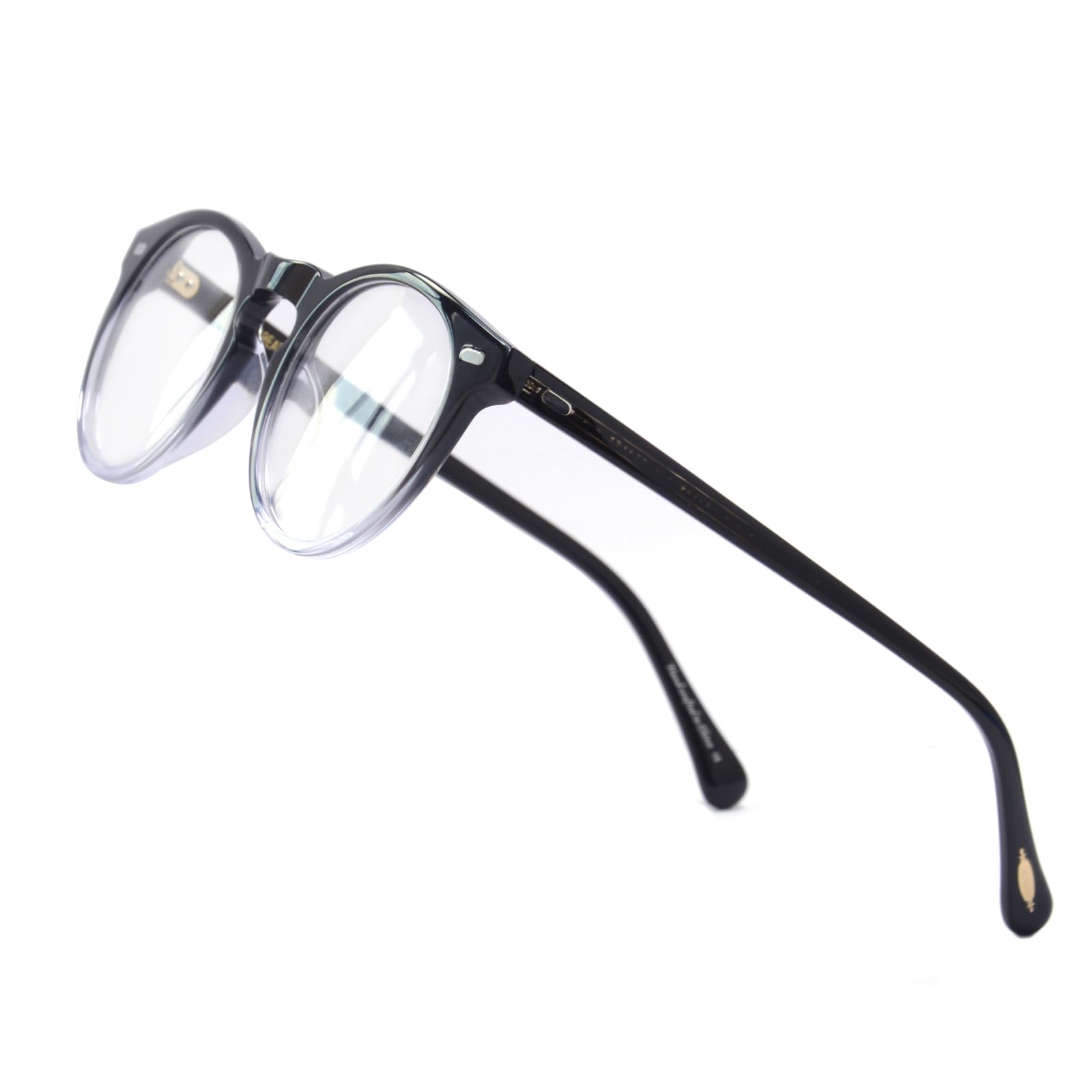 EAREADA Eareada Vintage Round Glasses Clear Lens Thick Round Rim Acetate Eyeglasses For Men… (black fade), 47-23-145