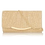 Apricitie Abendtasche Damen Clutch, Elegant Damen Satin Clutch mit Abnehmbarer Kette, Glitzer Abendtasche Kettentasche Handtasche für Abschlussball, Hochzeit, Party