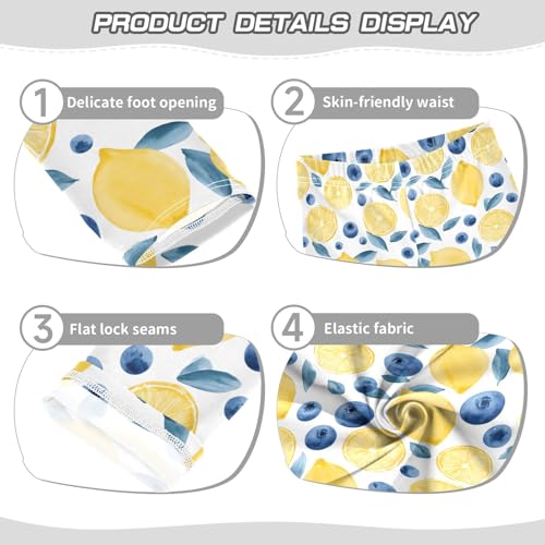 Girls' Athletic Leggings Ankle Length Yoga Dance Pants Kids Teen 4T Lemon Blueberry3