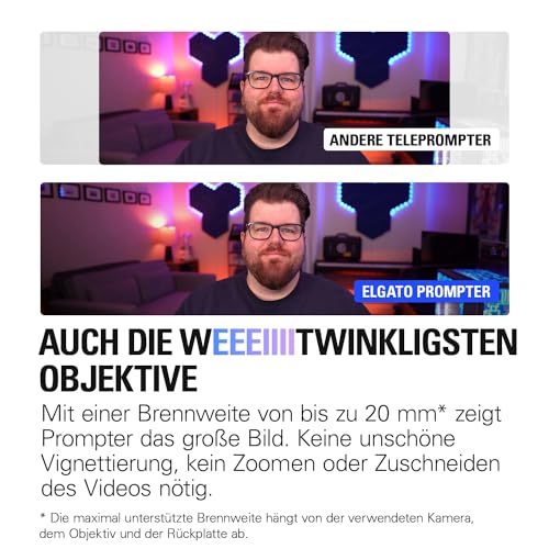 Elgato Prompter – Teleprompter mit integriertem Bildschirm für YouTube, Twitch, Zoom, Teams und mehr, unterstützt DSLR/Webcam/Smartphone, Drag&Drop-Monitoranzeige, funktioniert mit Mac/PC&Stream Deck