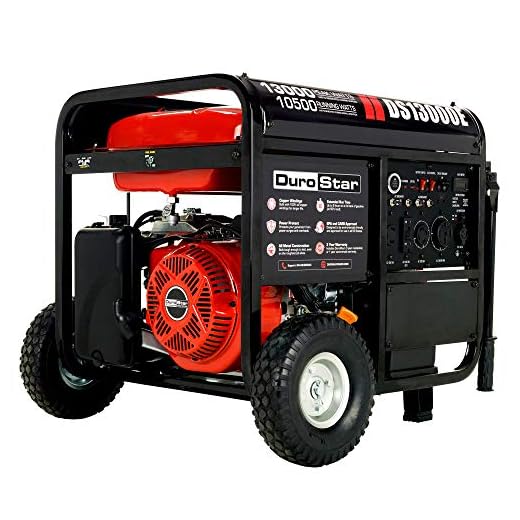 DuroStar DS13000E Gas Powered Portable Generator-13000 Watt Electric Start-Home Back Up & RV Ready, 50 State Approved, Red/Black