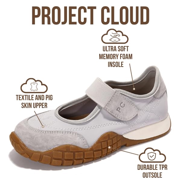 Project Cloud Girls Shoes - Memory Foam Insole Kids Shoes Girls Sneakers - Lightweight Mary Jane Flats & Non-Slip Comfortable Kids Sneakers (Little Donna)