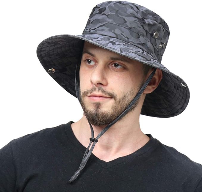 Alexvyan Round Crown Hat Sun Visor Hats for Men Wide Brim Summer Cap for Boys UV Protection Breathable Casual Beach Hat, Safari Hat Sun Protection Cap for Gents (Grey Army) Alexvyan Round Crown Hat Sun Visor Hats for Men Wide Brim Summer Cap for Boys UV Protection Breathable Casual Beach Hat, Safari Hat Sun Protection Cap for Gents (Grey Army)