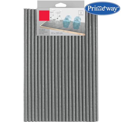Image of Primeway PVC Protective mat | XXL 47 inch Length | Multi-Utility Non Slip | Cut-to-Fit Sink Liner for Kitchen Counter | Under Sink | Drawers | Cabinets | Shelf | Solid Thick & Durable | 33x120cm | Grey