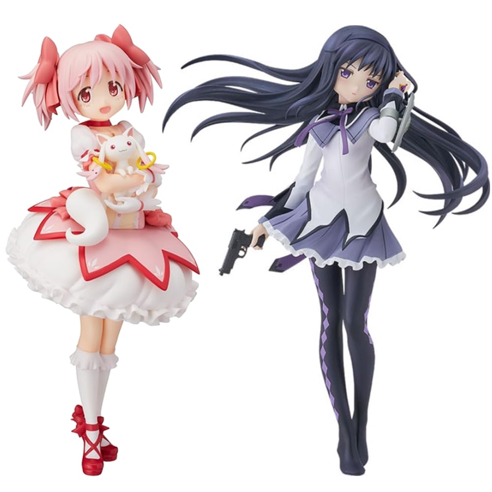 Zhongkaihua Madoka Kaname Figure Pink Anime Girl Model 17cm, Homura Akemi Figurine Cute Japanese Anime Girl Statue 16cm
