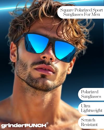 grinderPUNCH Polarized Driving Sunglasses for Men Lightweight UV400 Protection Anti Glare Square Sun Glasses3