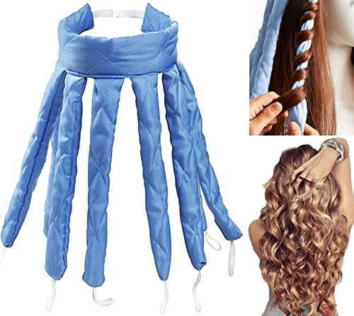 WINOK Heatless Curling Rod Headband, Soft No Heat Hair Curlers for Overnight, Octopus Design Heatless Curling Rod No Heat Wave Hair Curlers Styling Tools for Long Medium Hair (Blue) Cover