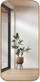 Espelho de Corpo Inteiro Retangular Cantos Arredondado 110x53 – Elegância e Amplitude para Seu Ambiente (Caramelo)
