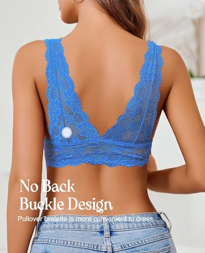 Image of Avidlove Bralettes for Women Lace Bra Non Padded Longline Bralette Deep V Triangle Sexy Everyday Lingerie Bras