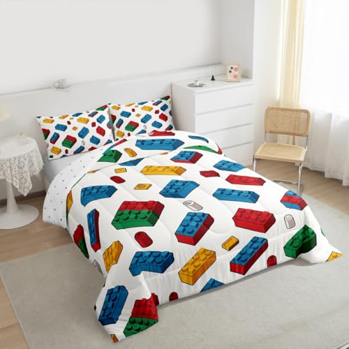 Image of Feelyou Building Blocks Toy Brick Comforter Set King Size Kids Boys Bedding