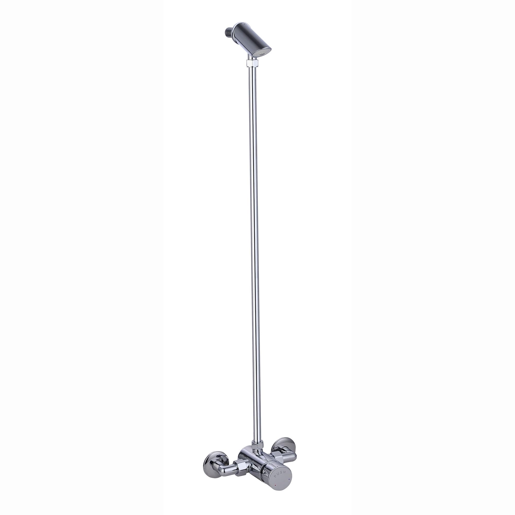 Enki Exposed Vision, Bt4025kit, Chrome, Self-Closing Shower Set, Time Adjustable, Brass Non-Concussive Shower Valve Tap With Anti Vandal Shower Head, Push Button Bathroom Shower Valve, 1 Year Guarantee