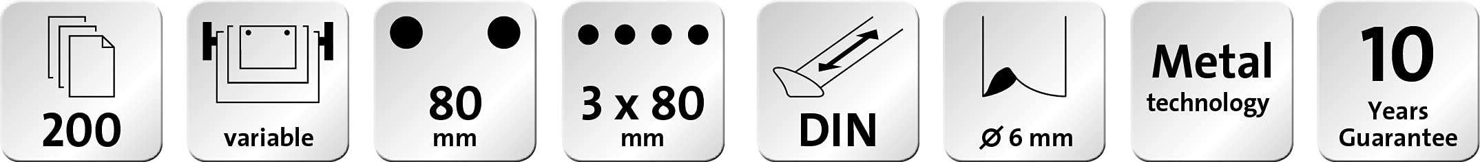 Novus 025-0488 Dziurkacz, Jasnoszary, do 200 Arkuszy (80 g/m²)