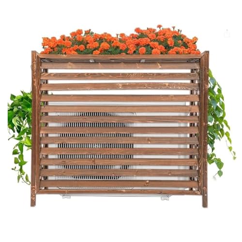 Cubierta de madera maciza para aire acondicionado para unidad exterior, pantalla de privacidad para aire acondicionado, maceta, marco exterior decorativo