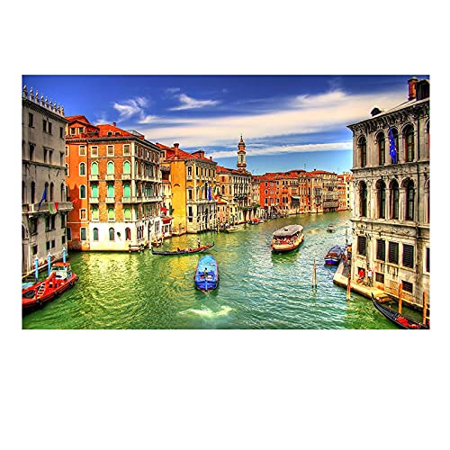 Lienzo enmarcado estirado Pintura Paisaje de la ciudad de Venecia Póster HD Imprimir Obras de arte para la pared de la sala de estar Carteles Decoración para el hogar 40x80cm (16x31in) con marco Cover