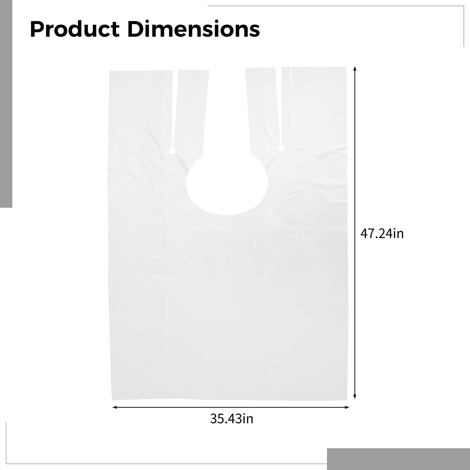 100 sztuk dużych plastikowych jednorazowych peleryn do salonu fryzjerskiego z dekoltem w kształcie litery U do cięcia, farbowania i stylizacji, wodoodporne 90 x 119 cm, Przezroczysty, rozmiar