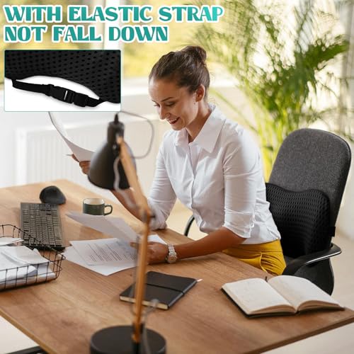 Miniatura 5 de Rynvarl Cojín Lumbar Ergonómico Almohada Ortopédica De Espalda Con Espuma Viscoelástica Para Silla De Oficina, Coche Y Hogar Transpirable, Lavable Y Ajustable