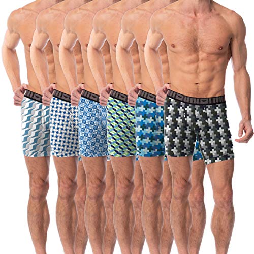 AMERICAN HEAVEN Men's Boxer Briefs | Dry-Body Ultra Soft Perfomance Flex-Fitted Boxers with Fly | Pack of 6