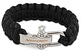 RANGERBOY Cobra Braid Paracord Survival Bracelet, with Stainless Steel Shackle Adjustable Size Fits 7