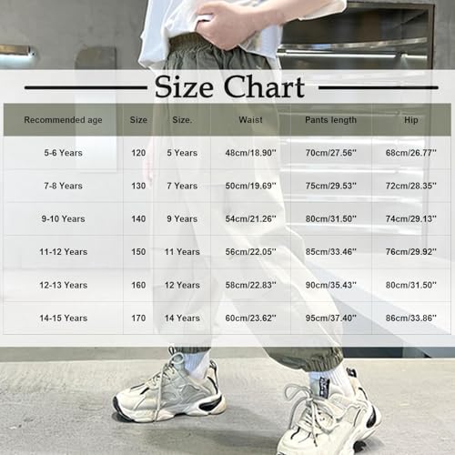 Boys Cargo Pants Fall Fashion Elastic Waist Baggy Harem Joggers Lightweight Casual Athletic Hiking Outdoor Sweatpants3